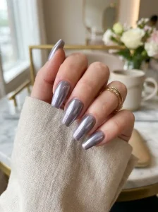 18. Smoky Lavender Chrome-august nail ideas