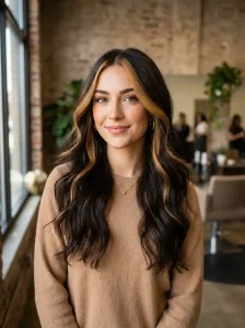 22. Dark Espresso with Butterscotch Skunk Stripe Hair Ideas